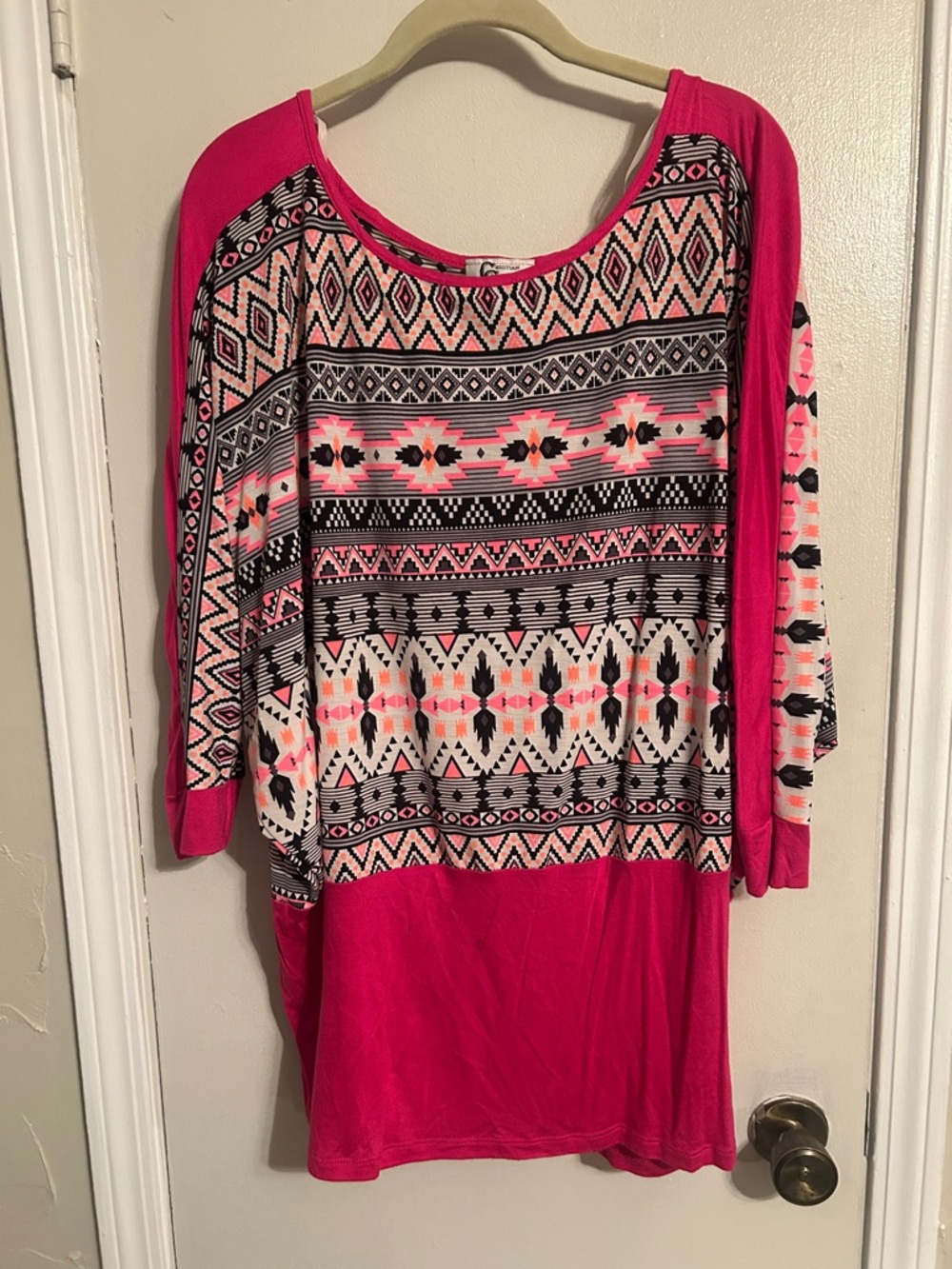 Women’s Pink Aztec-Print Tunic Top